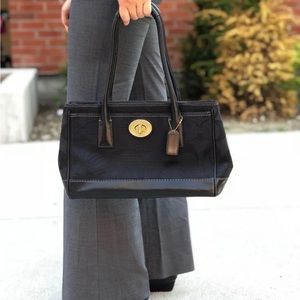 Coach signature logo black tote handbag
